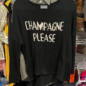 Wooden Ships Black Sweater with Cream Text